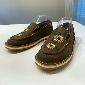 RANK 45 Women's Sunflower Slip-On Dark Brown Leather Shoes‎ US Size 8